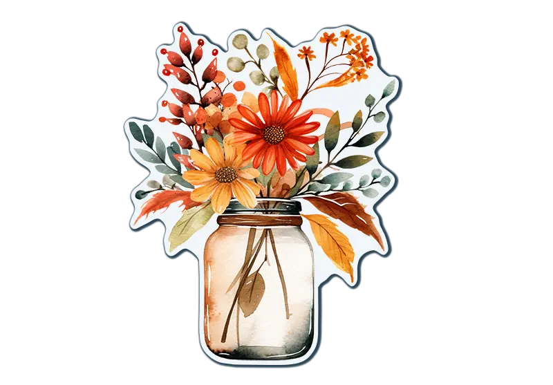 Autumn Flowers in Mason Jar