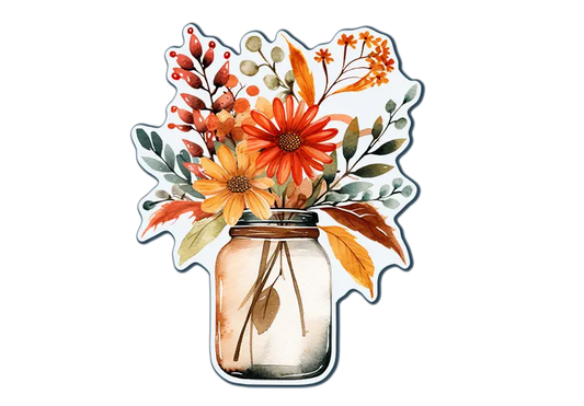 Autumn Flowers in Mason Jar