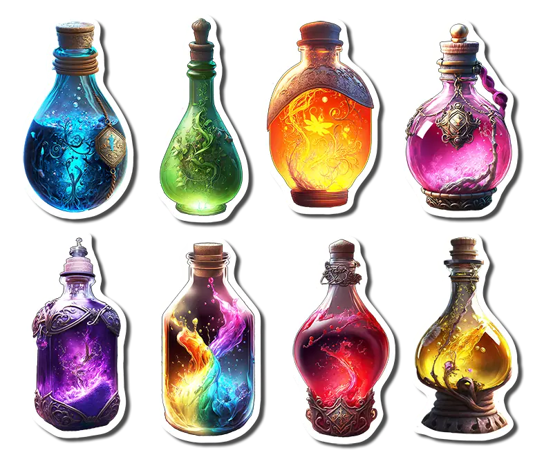 Colorful Potion Bottles Set