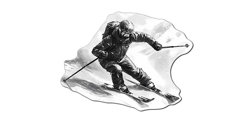 Skier in Black and White